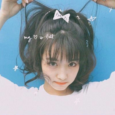 小清新蓝色系女生头像，混合体