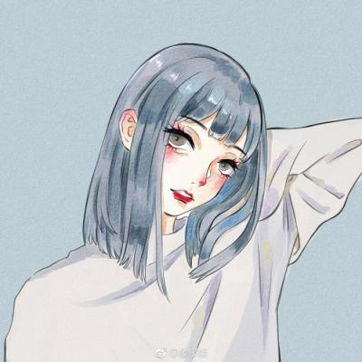 气质长发女生手绘卡通动漫微信头像