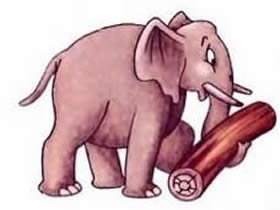大象卷木头卡通图片图片
